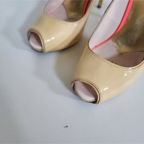 TED BAKER | Patent leather pumps open toe yellow heels sz 38.5 - Picture 2 of 6